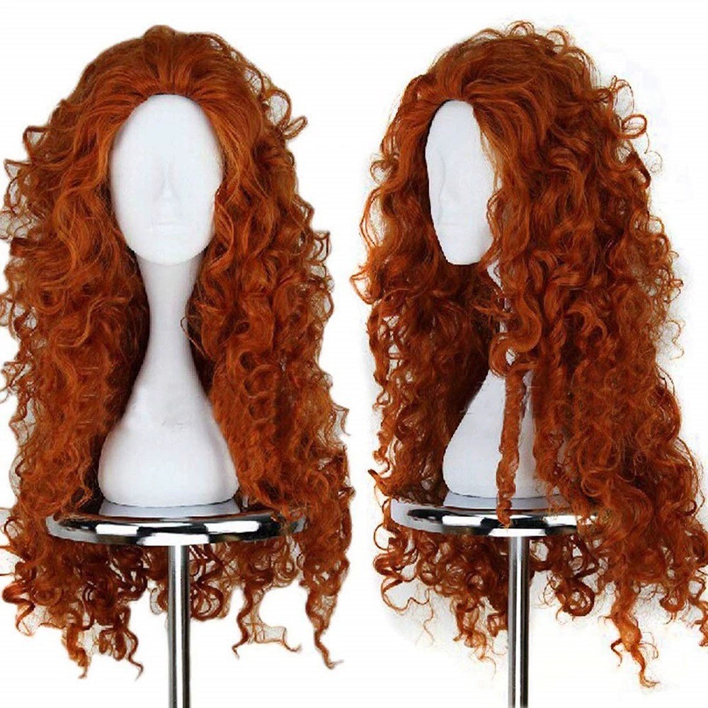 Anime Cosplay Orange Hair - Długa pomarańczowa kręcona peruka syntetyczna do