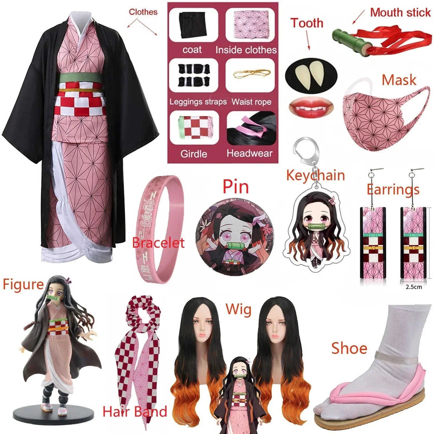 Anime Cosplay Nezuko - Anime dla dorosłych i dzieci, kostium